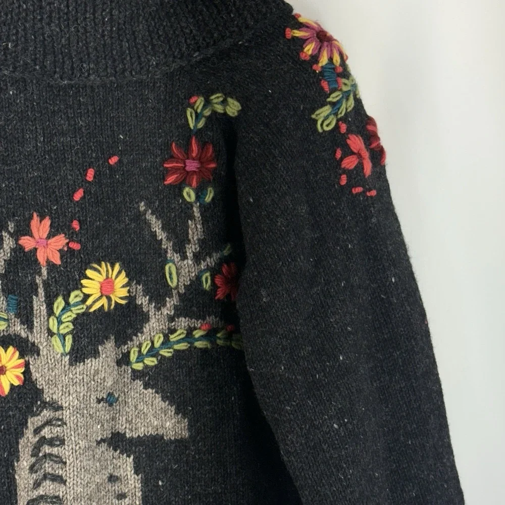 Lost Horizons Handcrafted Wool Jacket XXL Fleece Lined Nepal Deer Floral - Picture 5 of 11